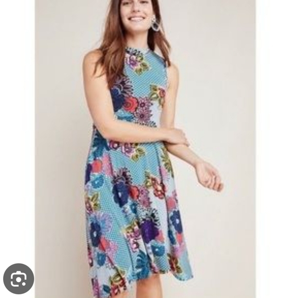 Maeve Anthropologie Floral Asymmetrical Sleeveless Cyprus Swing Dress small - Picture 1 of 11